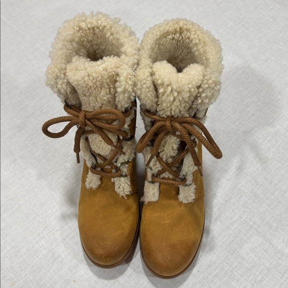 Sorel Joan of Artic wedge Cozy Shearling camel Winter Boots - Picture 4 of 10